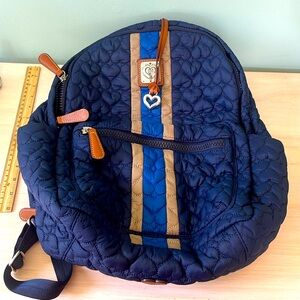 Brighton quilted backpack. Navy with leather accents. Excellent condition.